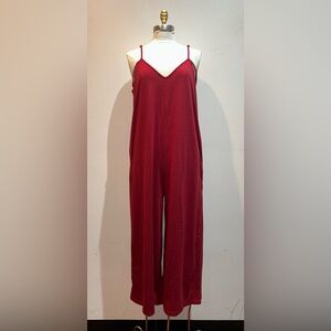 Red Spaghetti Strap Wide Leg Jumpsuit
